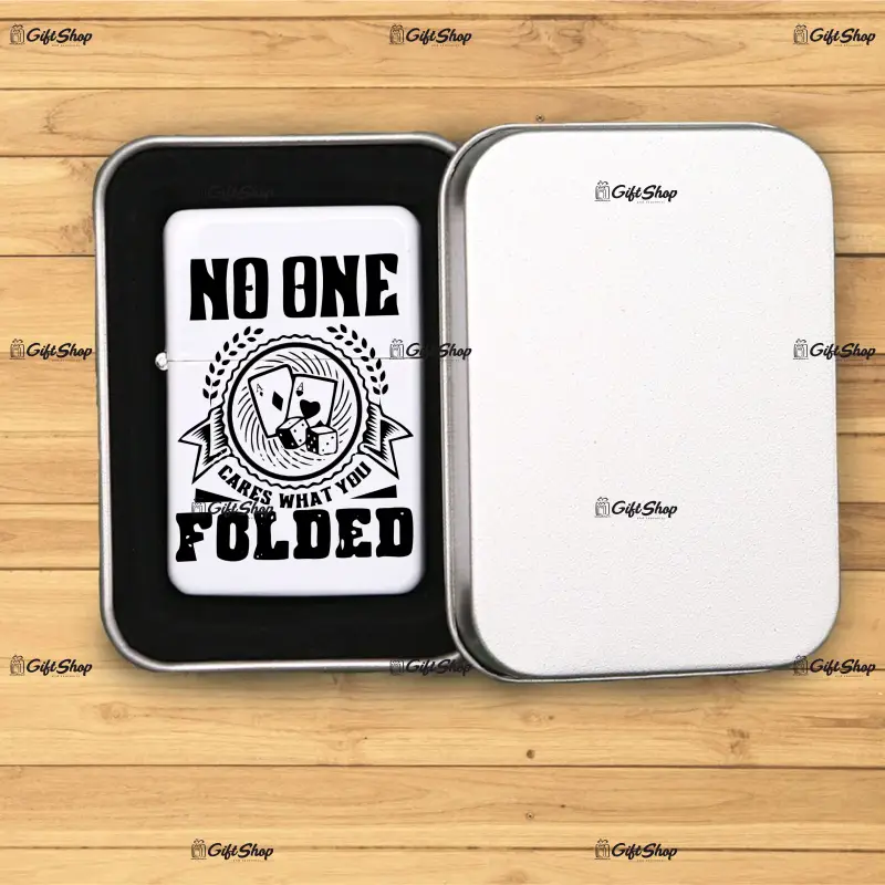 No one cares what you folded, bricheta metalica gravata laser cu mesaj
